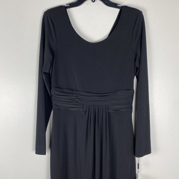 Calvin Klein Black Gown Dress sz 6 Long Sleeve Scoop Neck Formal Party Choir - Picture 2 of 6